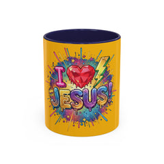 I Love Jesus Accent Coffee Mug - Colorful Gospel Graphic 11/15oz