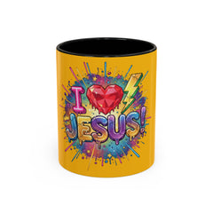 I Love Jesus Accent Coffee Mug - Colorful Gospel Graphic 11/15oz