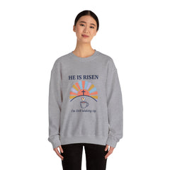 He Is Risen Crewneck Sweatshirt | Christian Easter shirt, faith-based humor