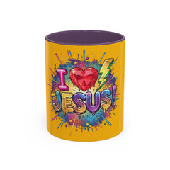 I Love Jesus Accent Coffee Mug - Colorful Gospel Graphic 11/15oz