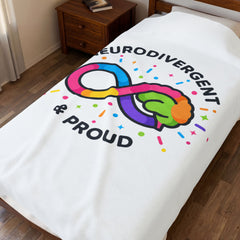 Neurodivergent & Proud Velveteen Plush Blanket | Autism Acceptance, Sensory-Friendly