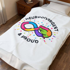 Neurodivergent & Proud Velveteen Plush Blanket | Autism Acceptance, Sensory-Friendly