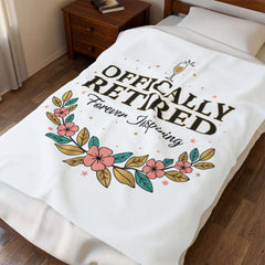 Officially Retired Floral Throw Blanket | retirement gifts for women, personalized retirement gifts