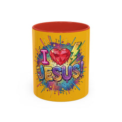I Love Jesus Accent Coffee Mug - Colorful Gospel Graphic 11/15oz