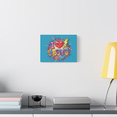I Love Jesus Canvas Wall Art — Bright Pop Art Religious Print