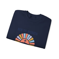 He Is Risen Crewneck Sweatshirt | Christian Easter shirt, faith-based humor