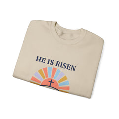 He Is Risen Crewneck Sweatshirt | Christian Easter shirt, faith-based humor