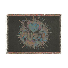 I Love Jesus Woven Blanket – Christian Faith Throw with Heart & Lightning Design